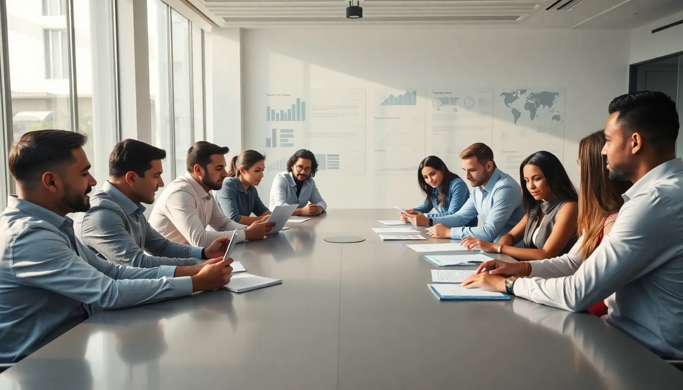 diverse team discussing the significance of numerical systems in a modern office.